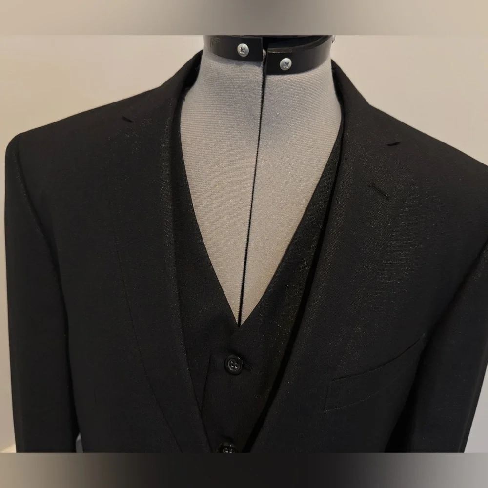Vinci Vest & Sport Coat Blazer Men's 40L RN 114572‎ Metallic Black blazer vest